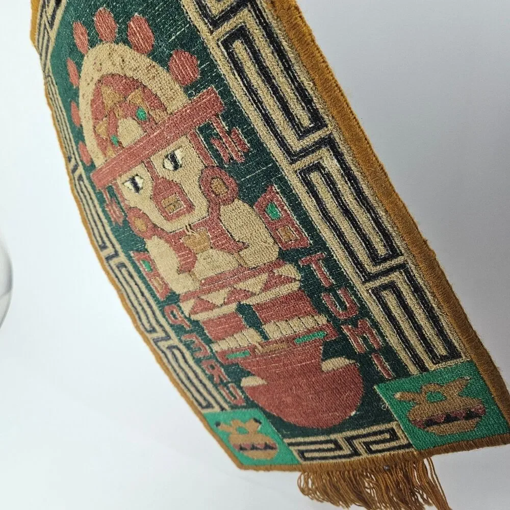 Vintage Peruvian Tumi Figure Wall Hanging Tapestry Textile Art Peru Handmade